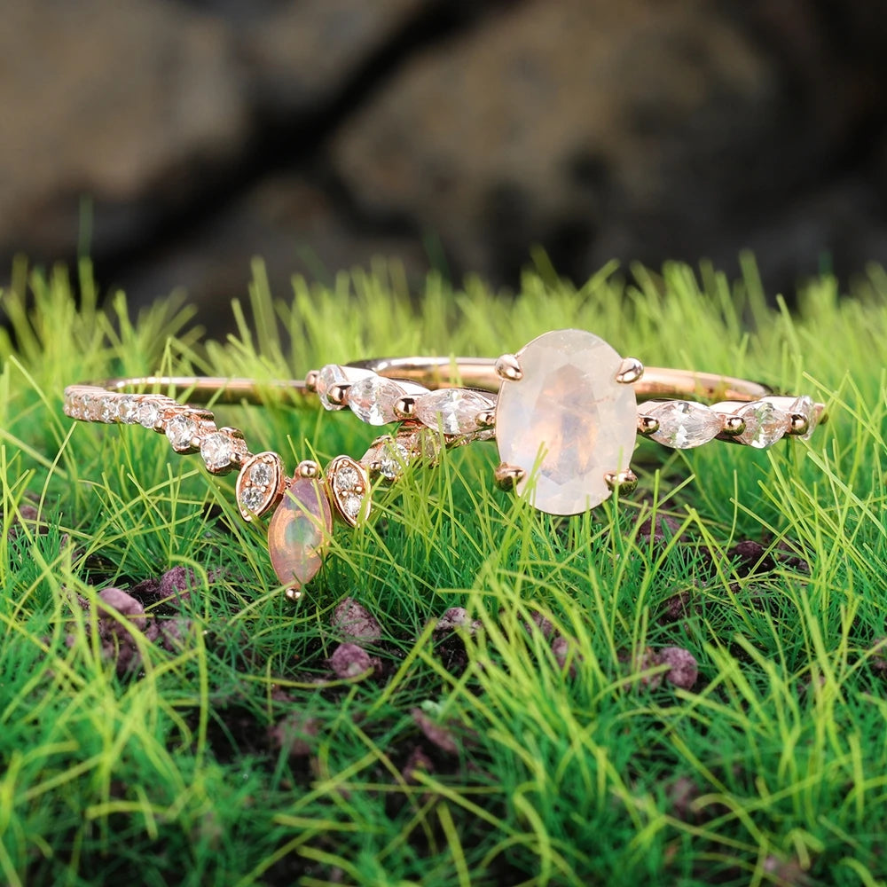 Silver Rainbow Moonstone Ethiopian Opal Ring - All About Variety