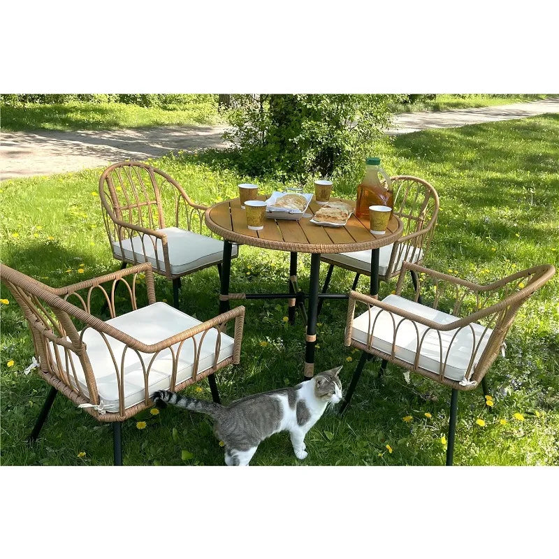 5 Pieces Outdoor Patio Dining Table Chair Set