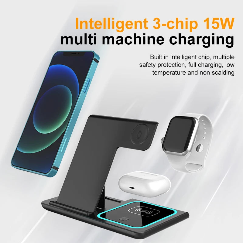 Magnetic three in one wireless charging  stand