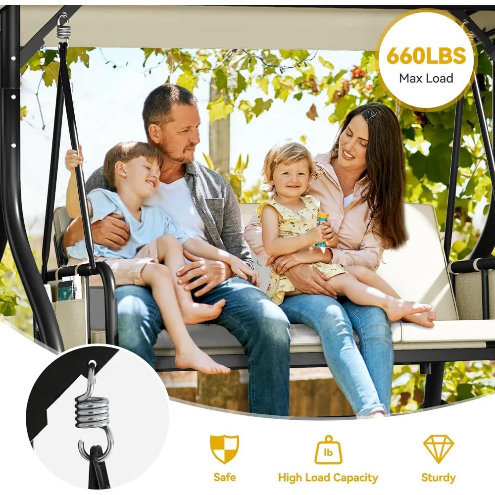 Outdoor Patio Swing Heavy Duty with Adjustable Canopy - All About Variety