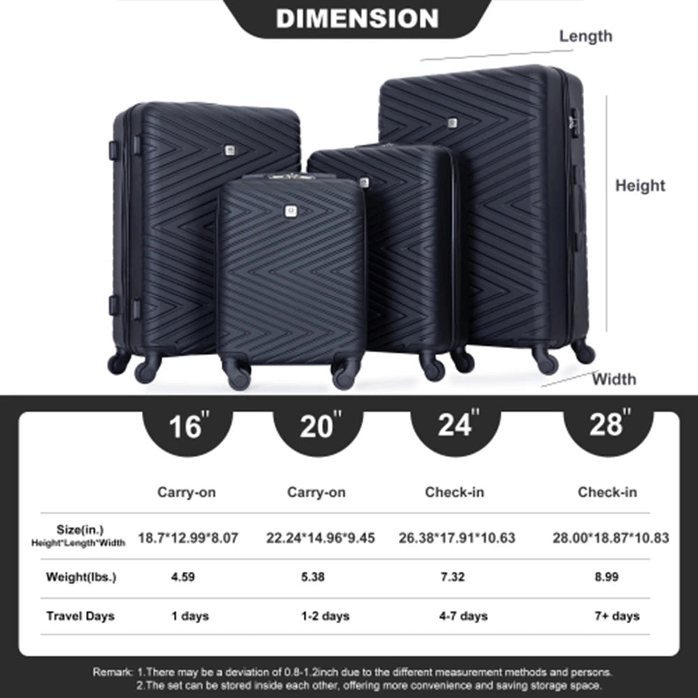 Luggage set 4-Piece Suitcase With Spinner Wheels