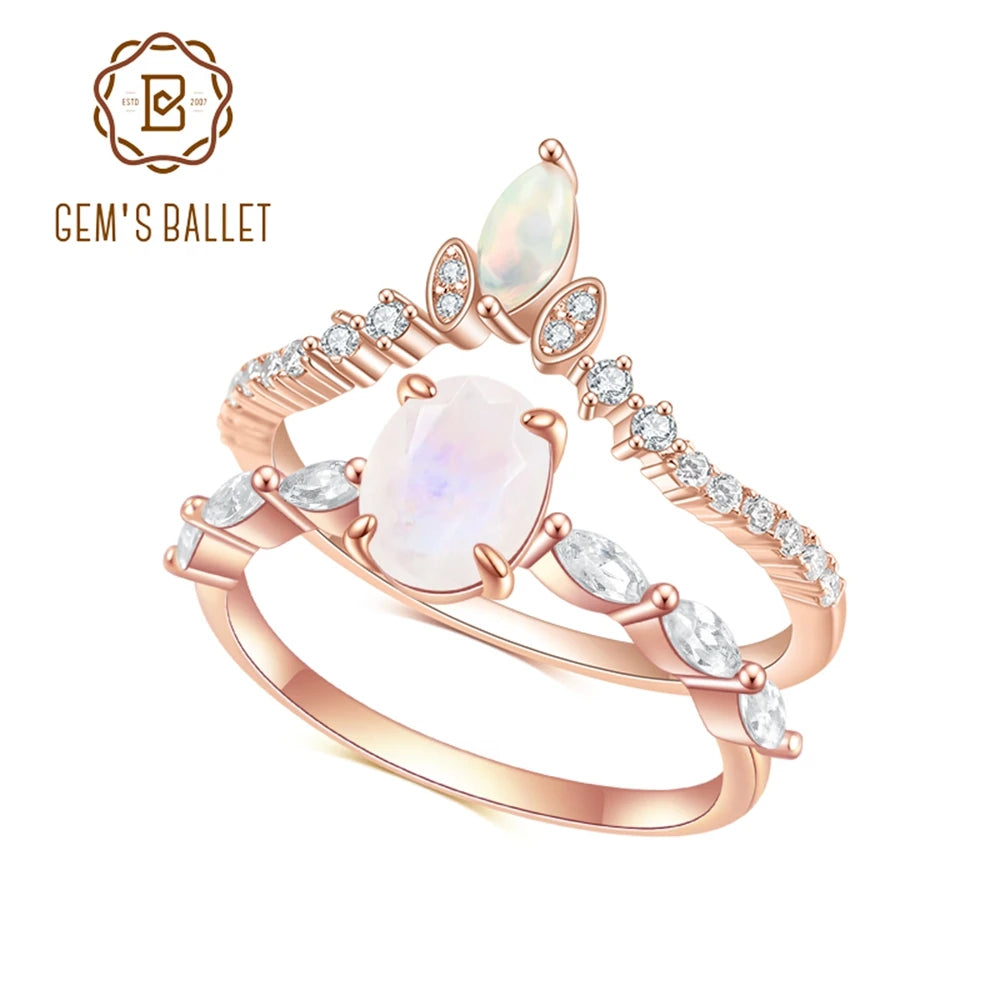 Silver Rainbow Moonstone Ethiopian Opal Ring - All About Variety