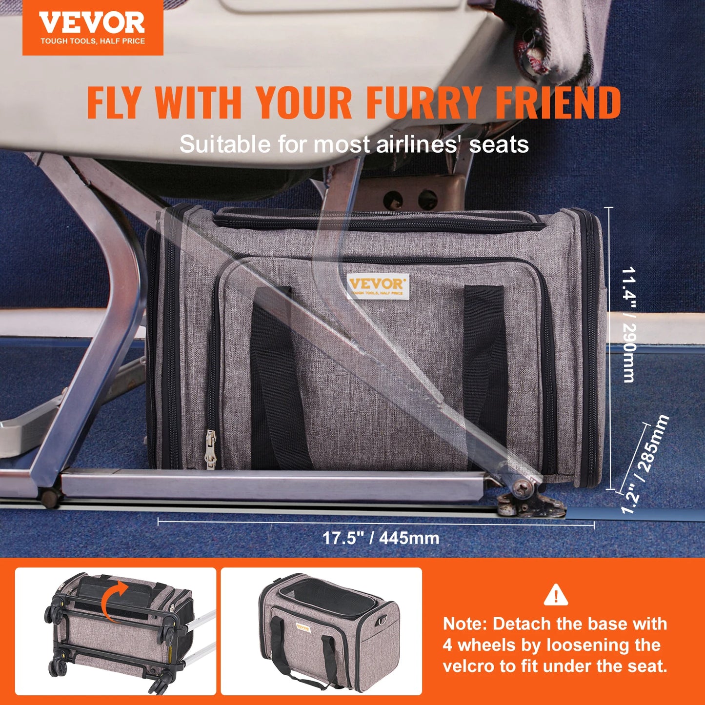 Pet Carrier Breathable with Telescopic Handle Wheels