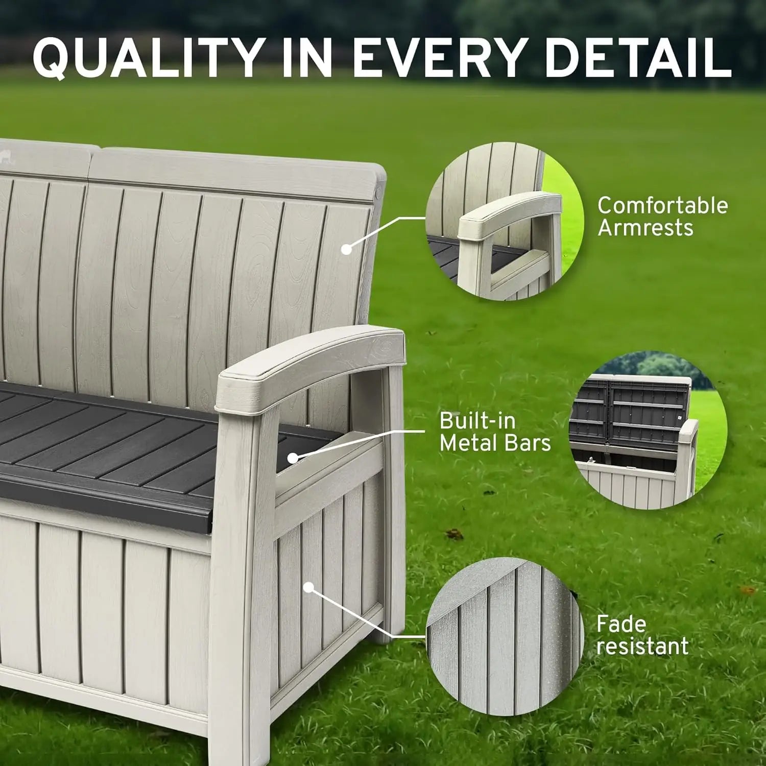 3 Seat Outdoor Storage Bench - 90 Gallon Capacity - All About Variety