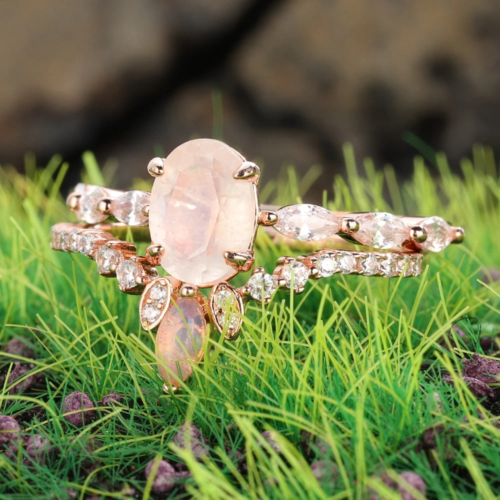 Silver Rainbow Moonstone Ethiopian Opal Ring - All About Variety