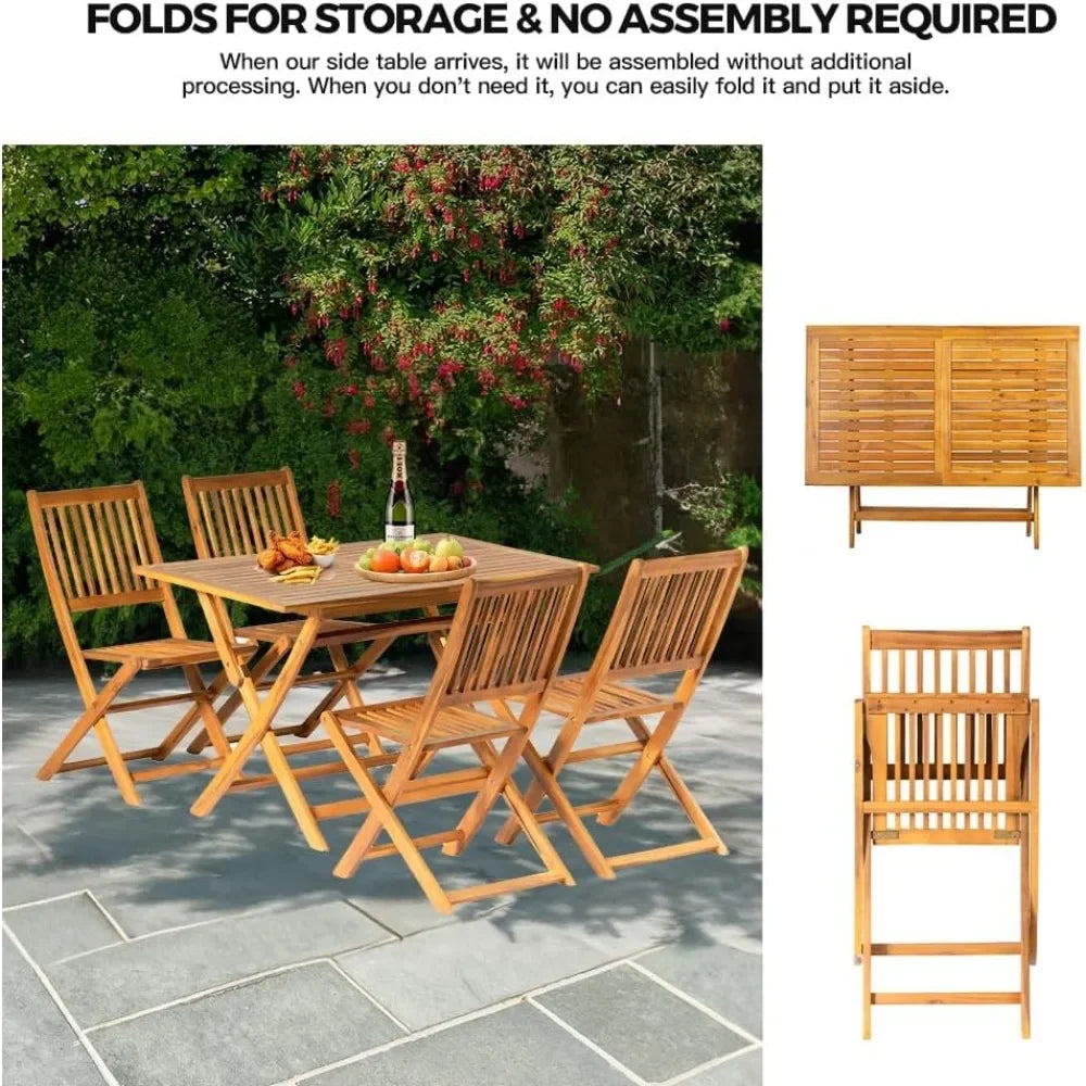 5PCS Acacia Wood Outdoor Dining Set