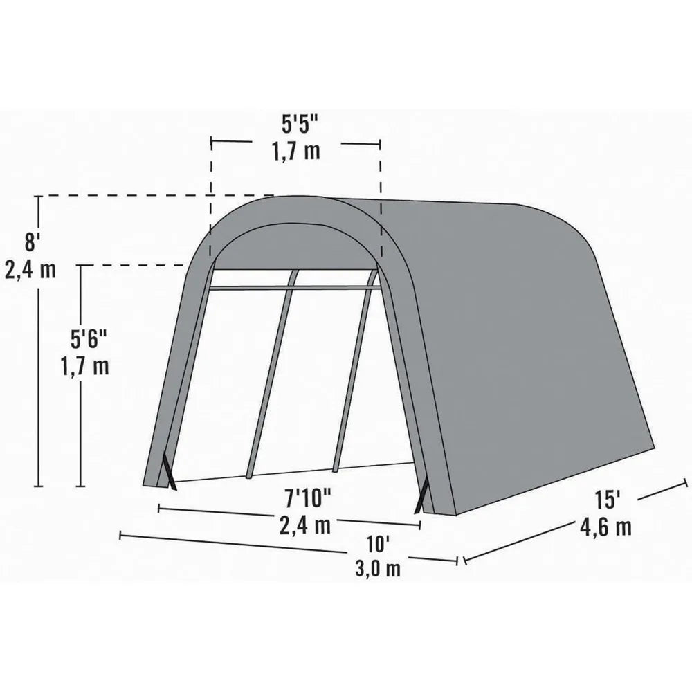 10' x 15' x 8' All-Steel Metal Instant  Auto Shelter