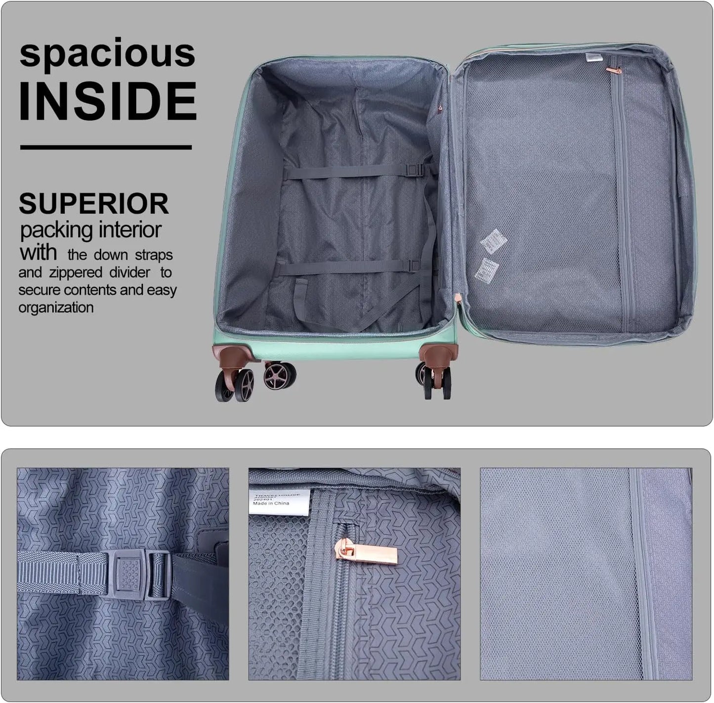 4 Piece Luggage Set Softside Expandable Lightweight