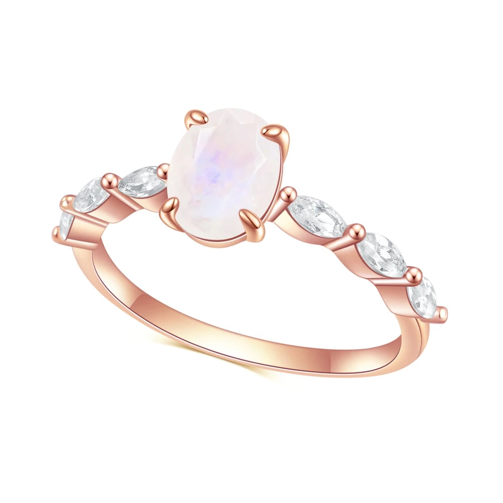 Silver Rainbow Moonstone Ethiopian Opal Ring - All About Variety