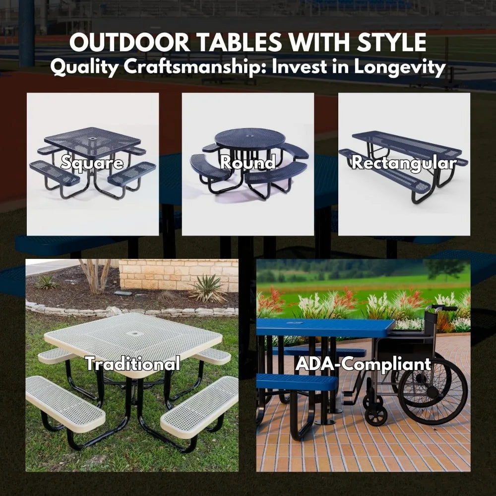 Coated Heavy-Duty Portable Outdoor Picnic Table