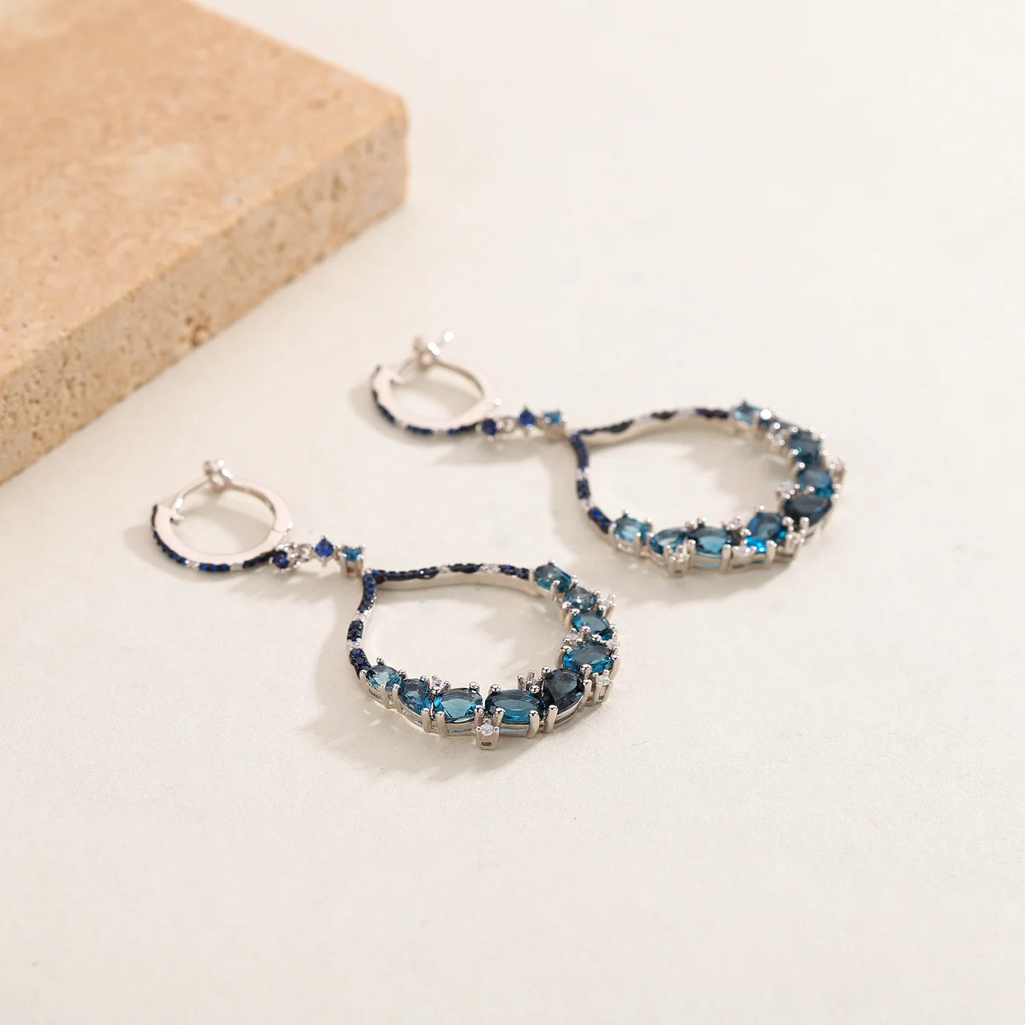 Blue Topaz  Dangle Earrings in Sterling Silver - All About Variety