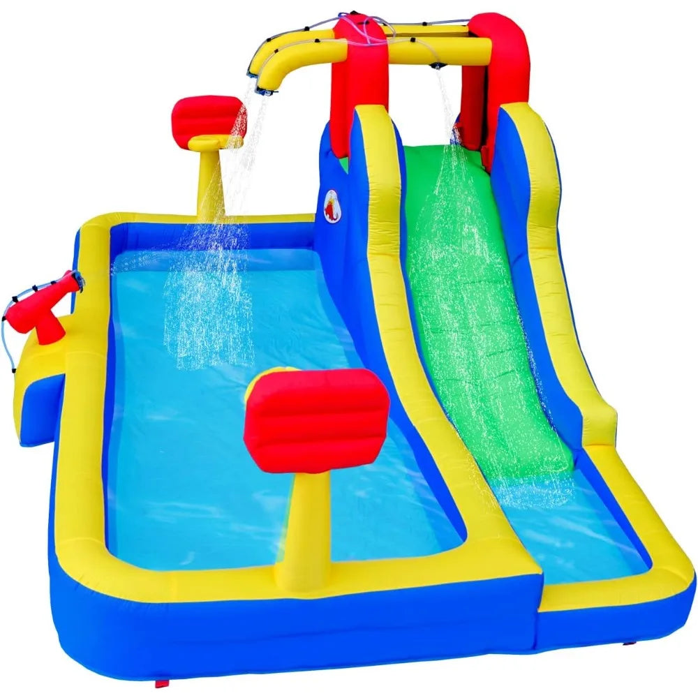 Slide with Water Cannon and Double Basketball Rings - All About Variety