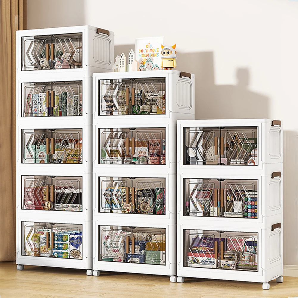 Stackable Storage Bins with Lids, Doors & wheels