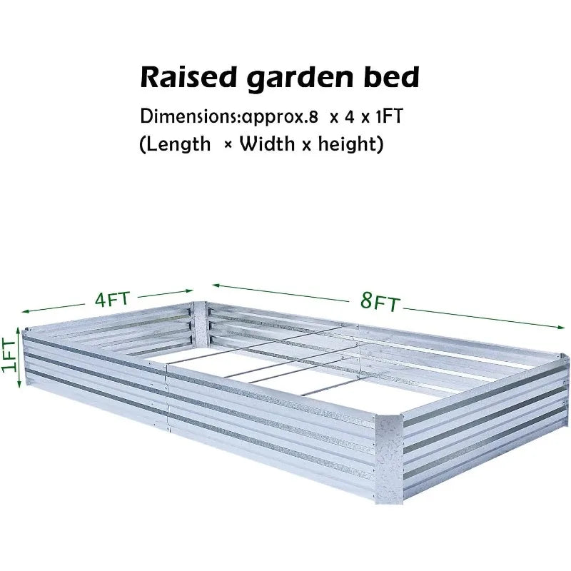 Large Metal Planter Box , Flower, Herb, 8x4x1ft