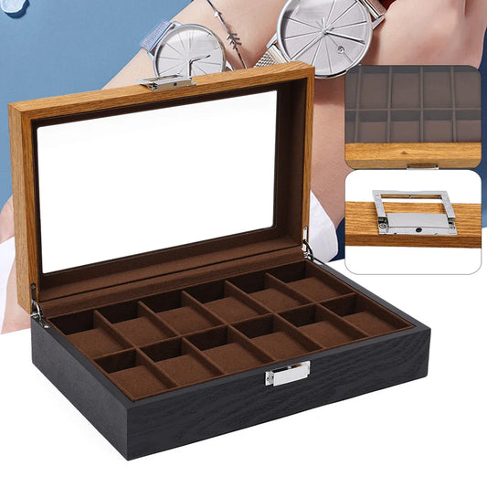 Wooden Jewelry Display Case with Glass Top