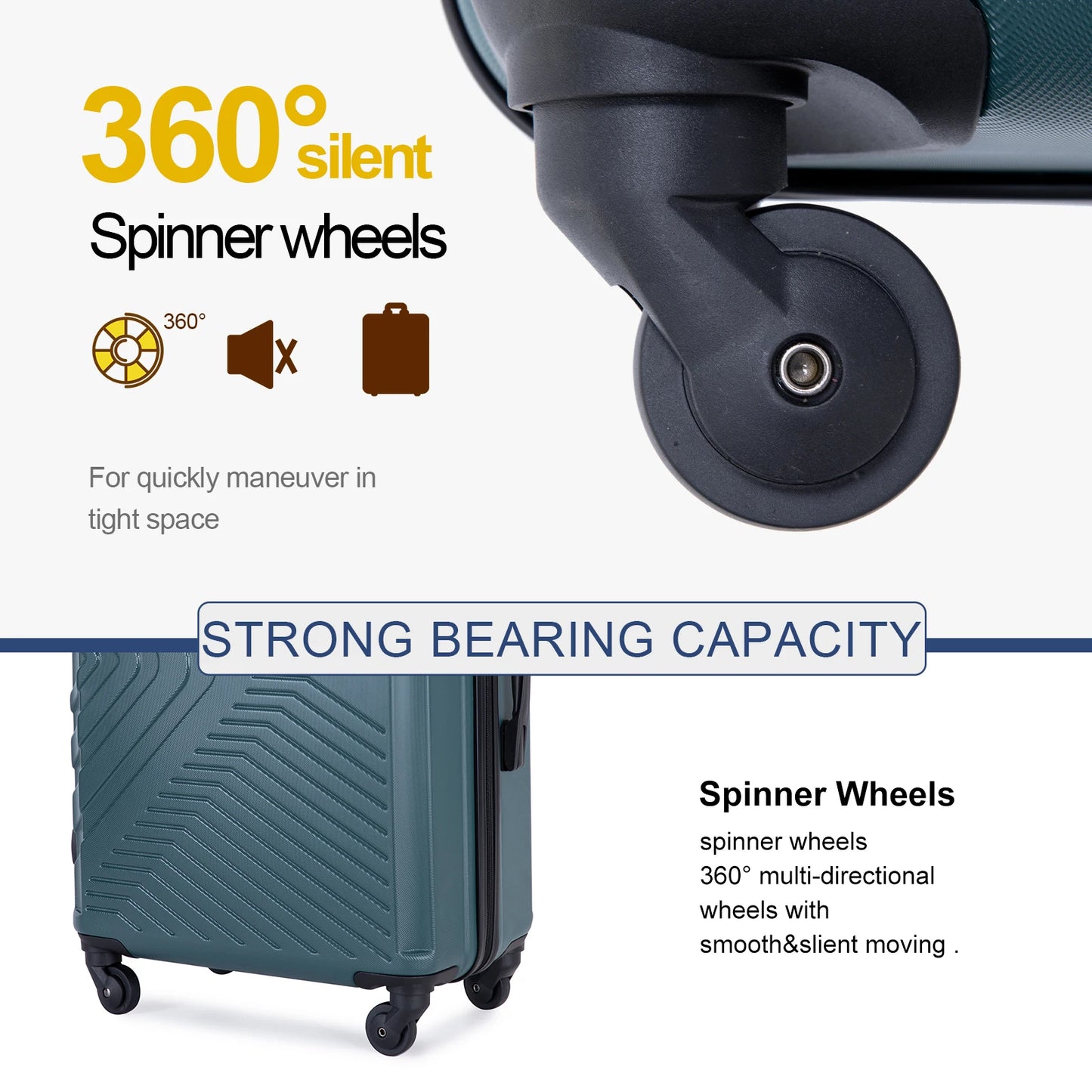 Luggage Set Double Spinner Wheels TSA Lock