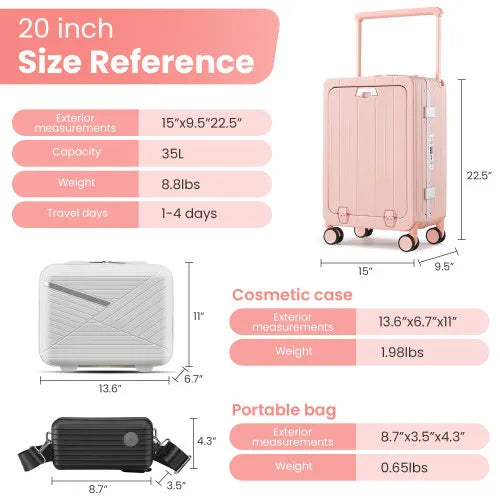 Aluminum Frame 20 Inch  Hard Shell Suitcase