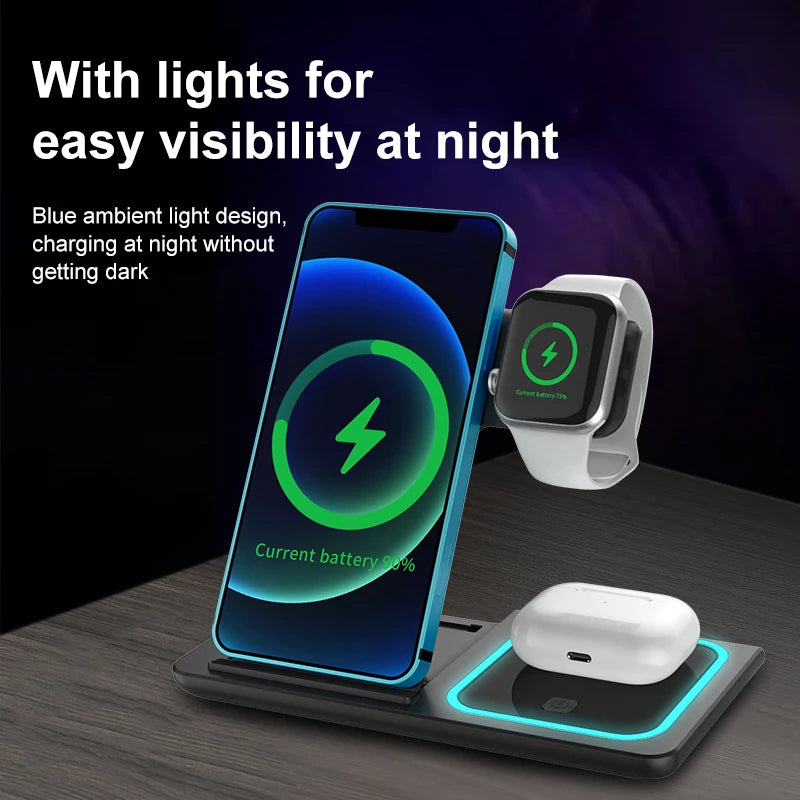 Magnetic three in one wireless charging  stand