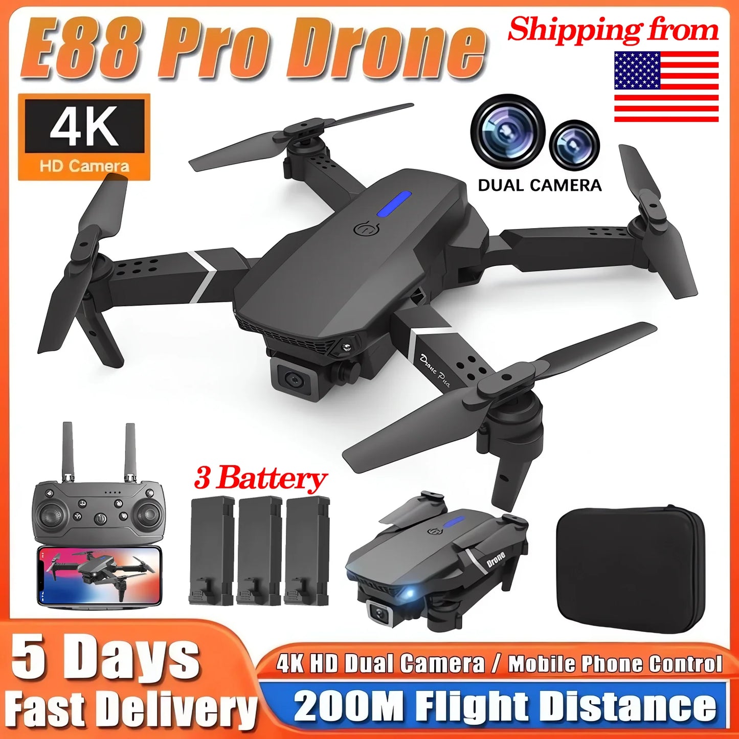 Drone 4K With 1080P Wide Angle HD Camera