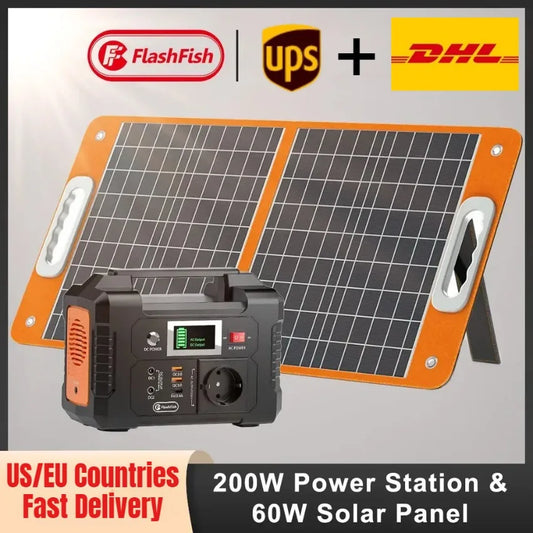 Generator Power Station with Foldable Solar Panel Battery