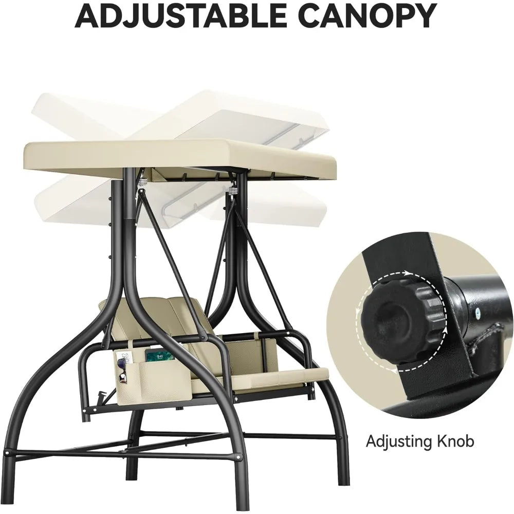 Outdoor Patio Swing Heavy Duty with Adjustable Canopy - All About Variety