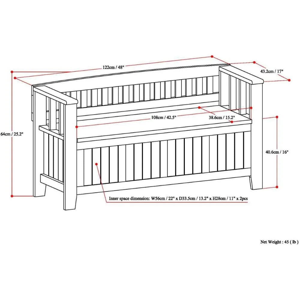 WOOD 48 Inch Wide Transitional Entryway Storage - All About Variety