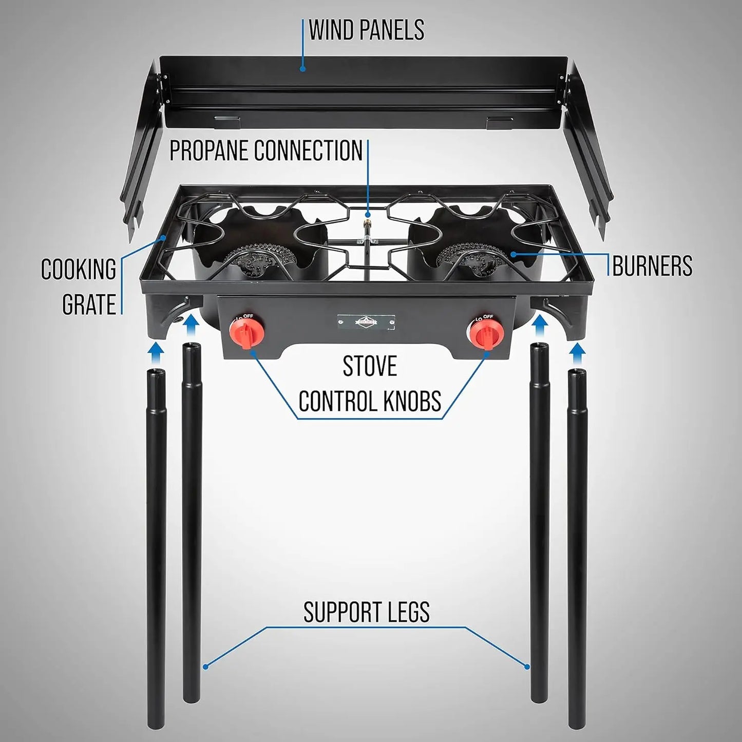 150,000 BTU Portable Propane Cooktop w/ Removable Legs