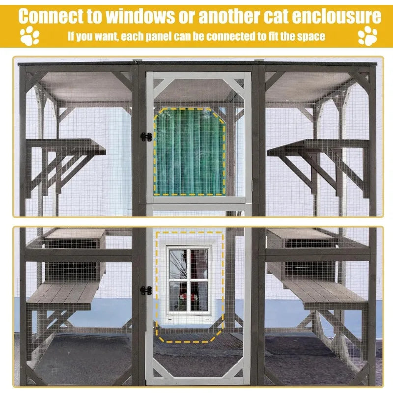 Wooden Cat House with Multi Platforms &Lounge Boxes - All About Variety