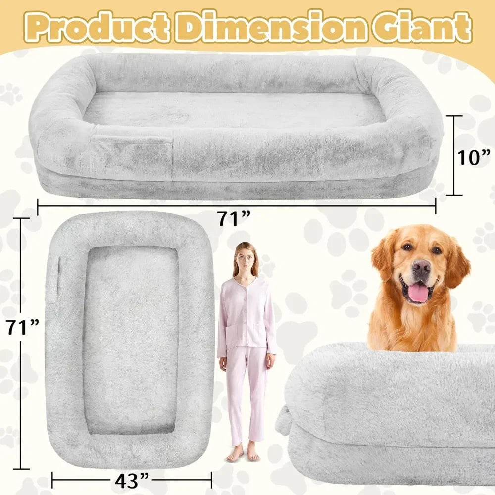 71"  Dog Bed, Removable Cover, Washable, Waterproof, Orthopedic