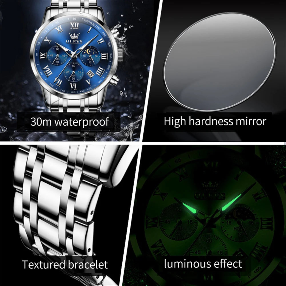 Luxury Quartz Watch For Men Waterproof Luminous Calendar