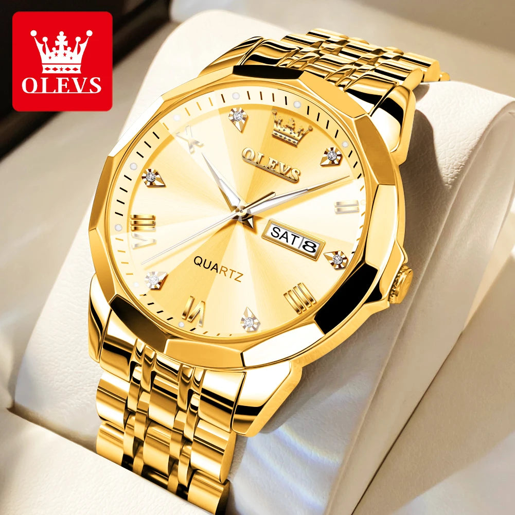 Men‘s Watches Gold Quartz Wristwatch Waterproof - All About Variety