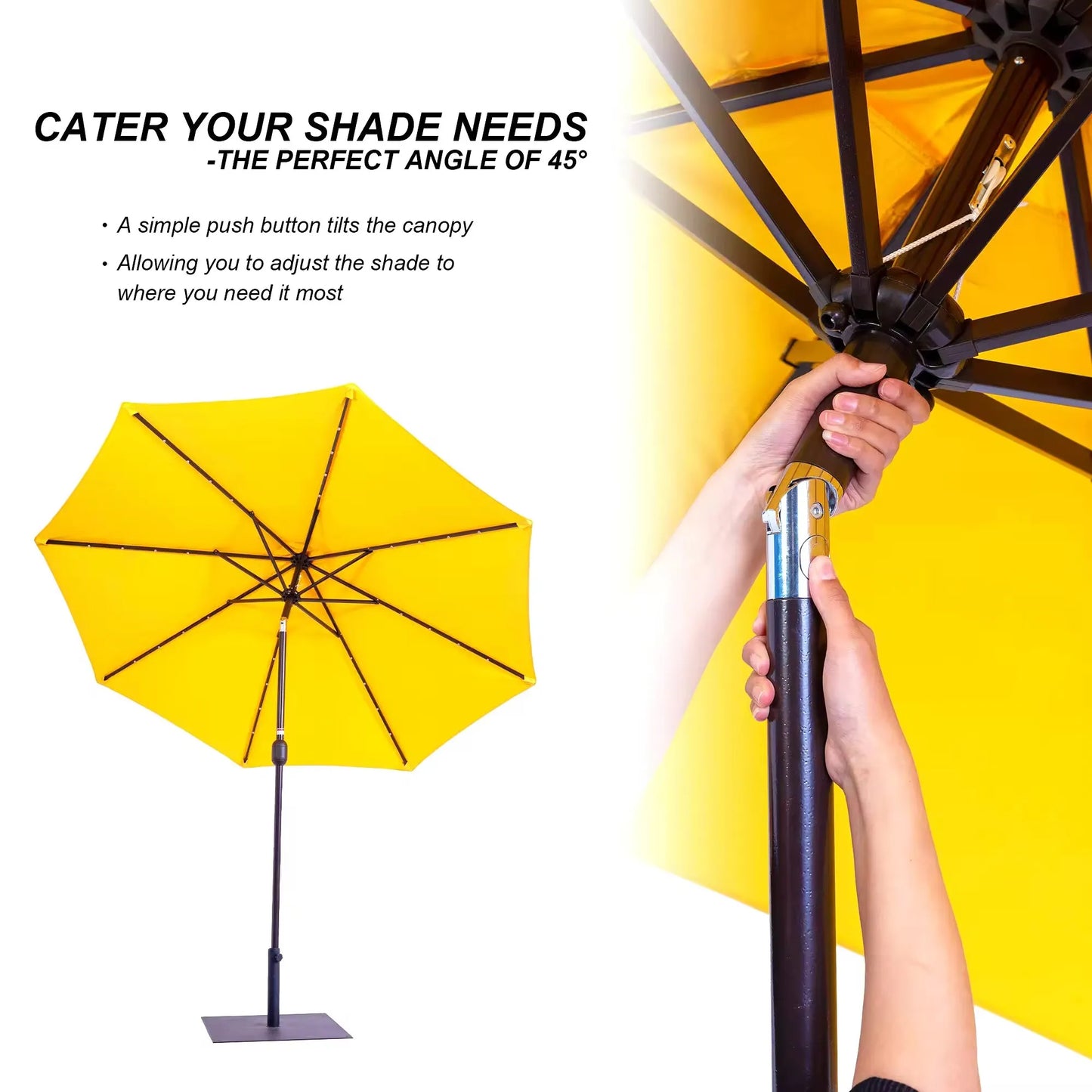 7ft  Solar Patio Umbrella w/LED Lights