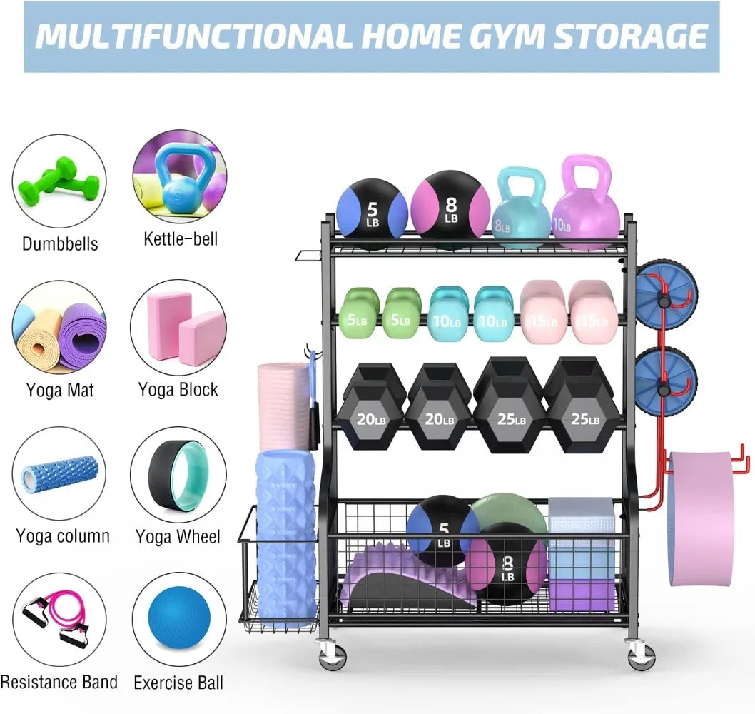 Gym Storage for Dumbbells Kettlebells Yoga Mat - All About Variety