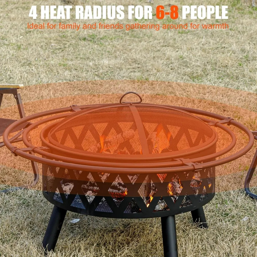 36 Inch Wooden Burning Pit with 2 Rings