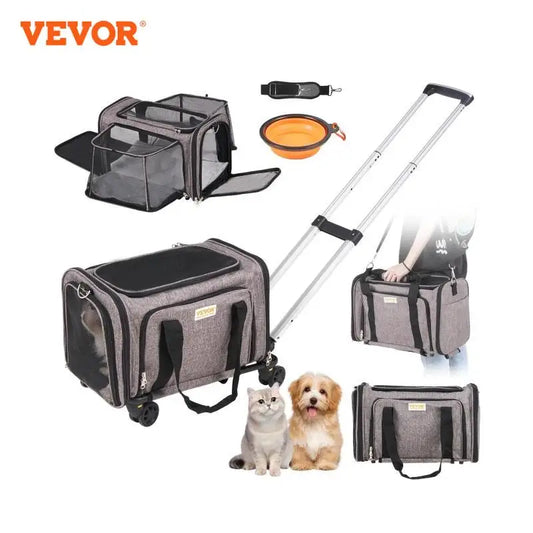 Pet Carrier Breathable with Telescopic Handle Wheels