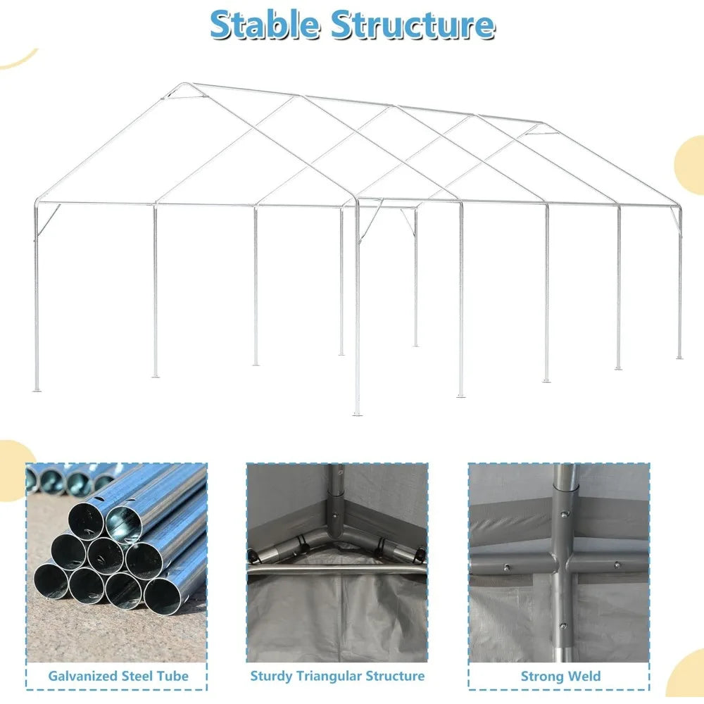 13'x 25' Heavy Duty Car Port with Roll-up Sidewall - All About Variety