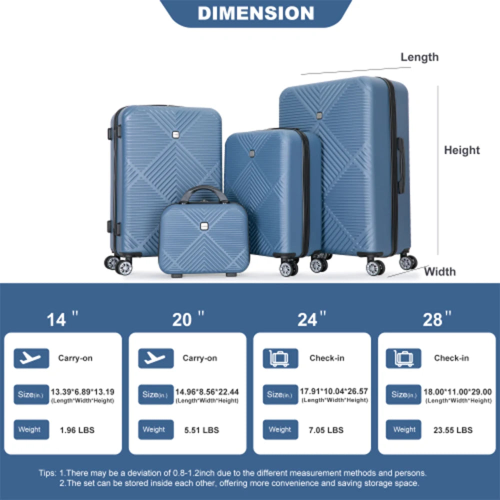 Luggage Set Lightweight Suitcase  14" 20" 24" 28"