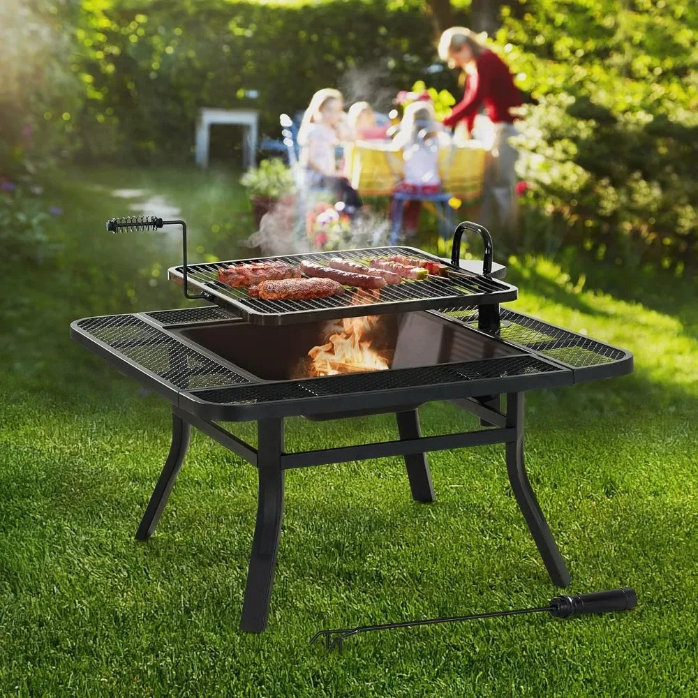 38 in Fire Pit Table with Adjustable Cooking