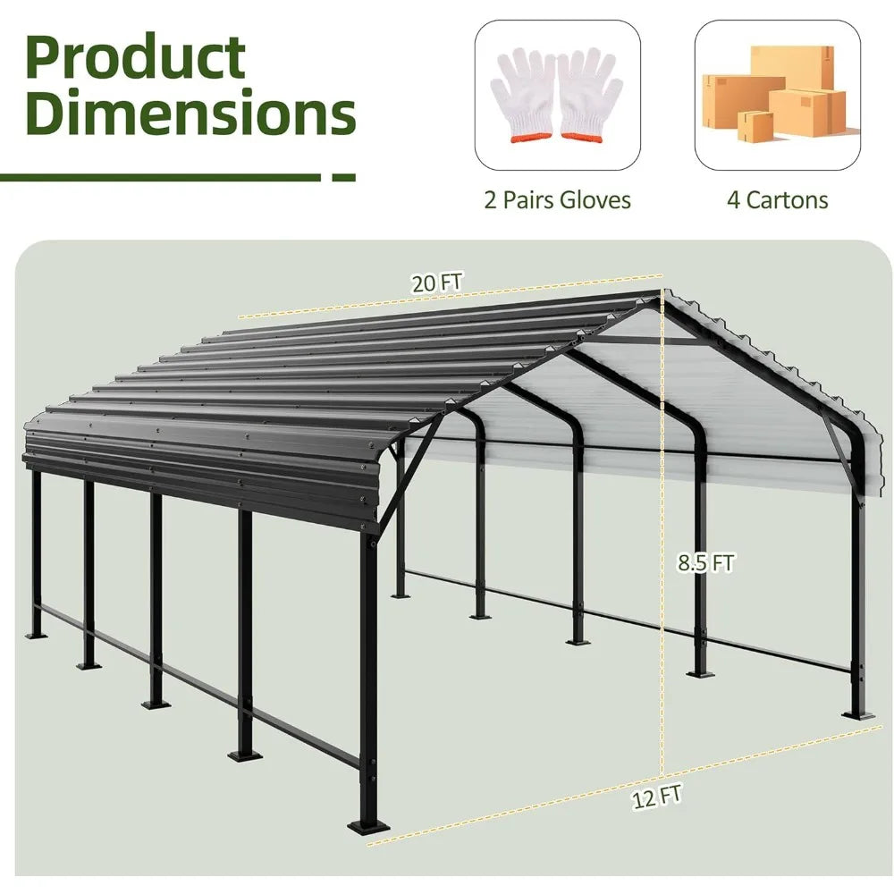 12X20 Carport  with Galvanized Steel Roof and Frame - All About Variety