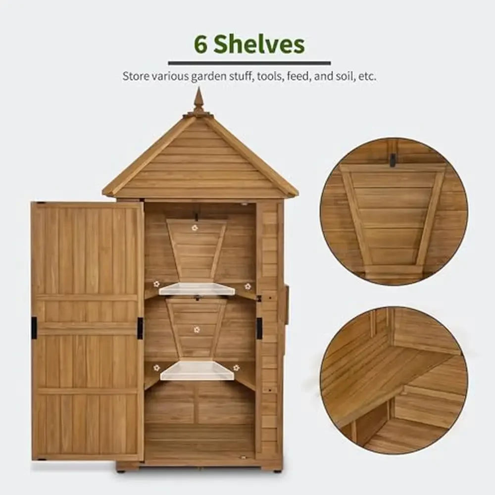 Outdoor Large Storage Shed Lockable Door 6 Shelves