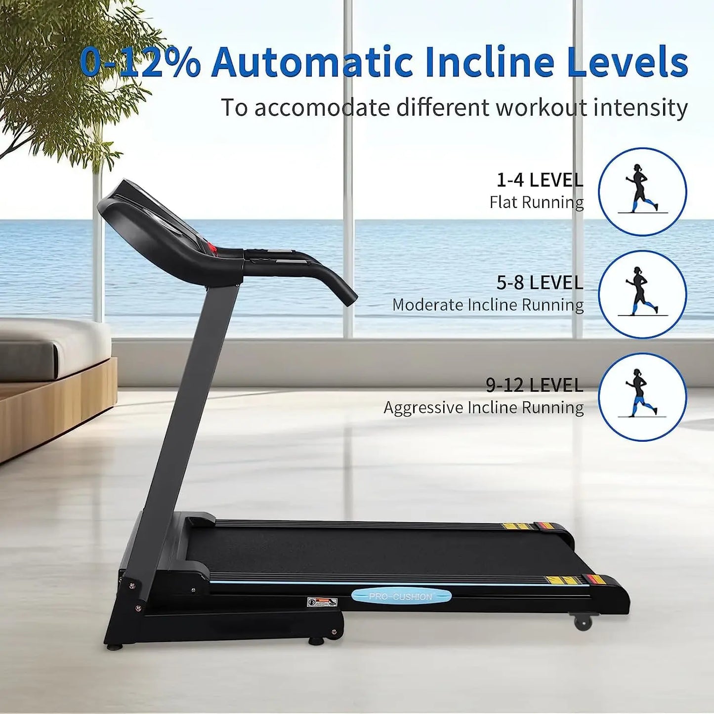 Folding Treadmill with Auto 12% Incline