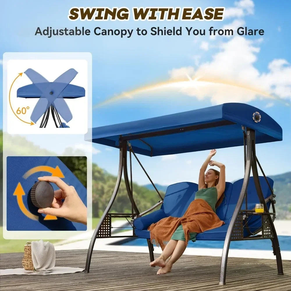 Swing Sets for Backyard with 3-Seat