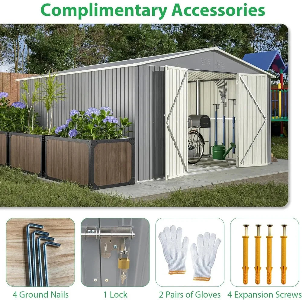 11x13 Metal utility shed storage with locking doors - All About Variety