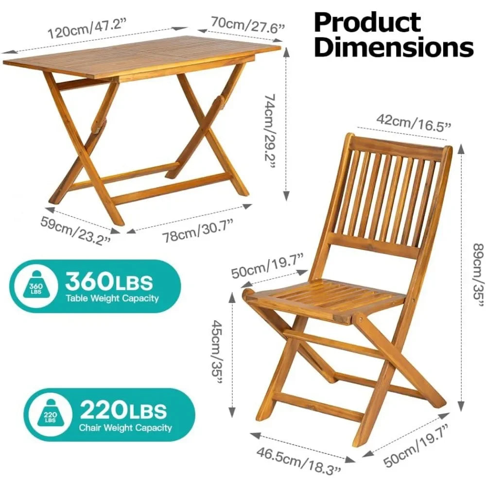 5PCS Acacia Wood Outdoor Dining Set