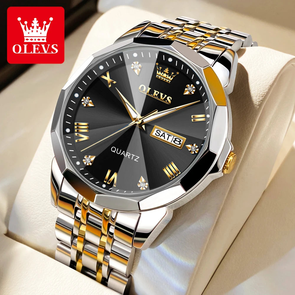 Men‘s Watches Gold Quartz Wristwatch Waterproof - All About Variety