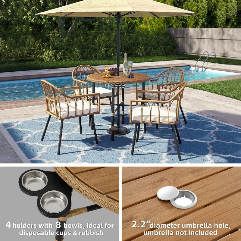 5 Pieces Outdoor Patio Dining Table Chair Set