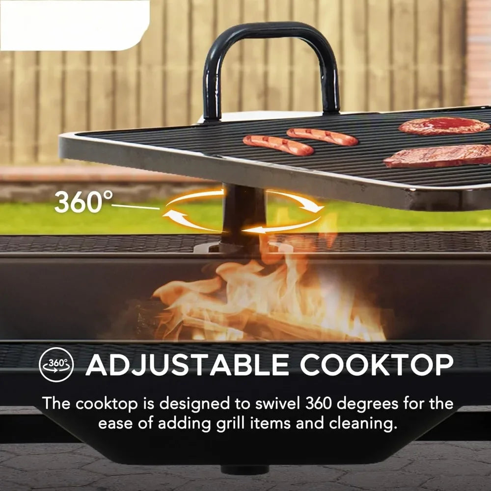 38 in Fire Pit Table with Adjustable Cooking