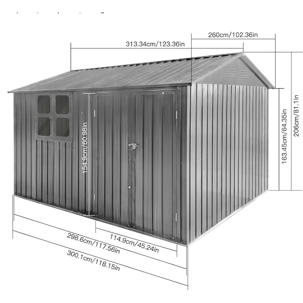 10x8 ft Metal Outdoor Storage Shed - All About Variety