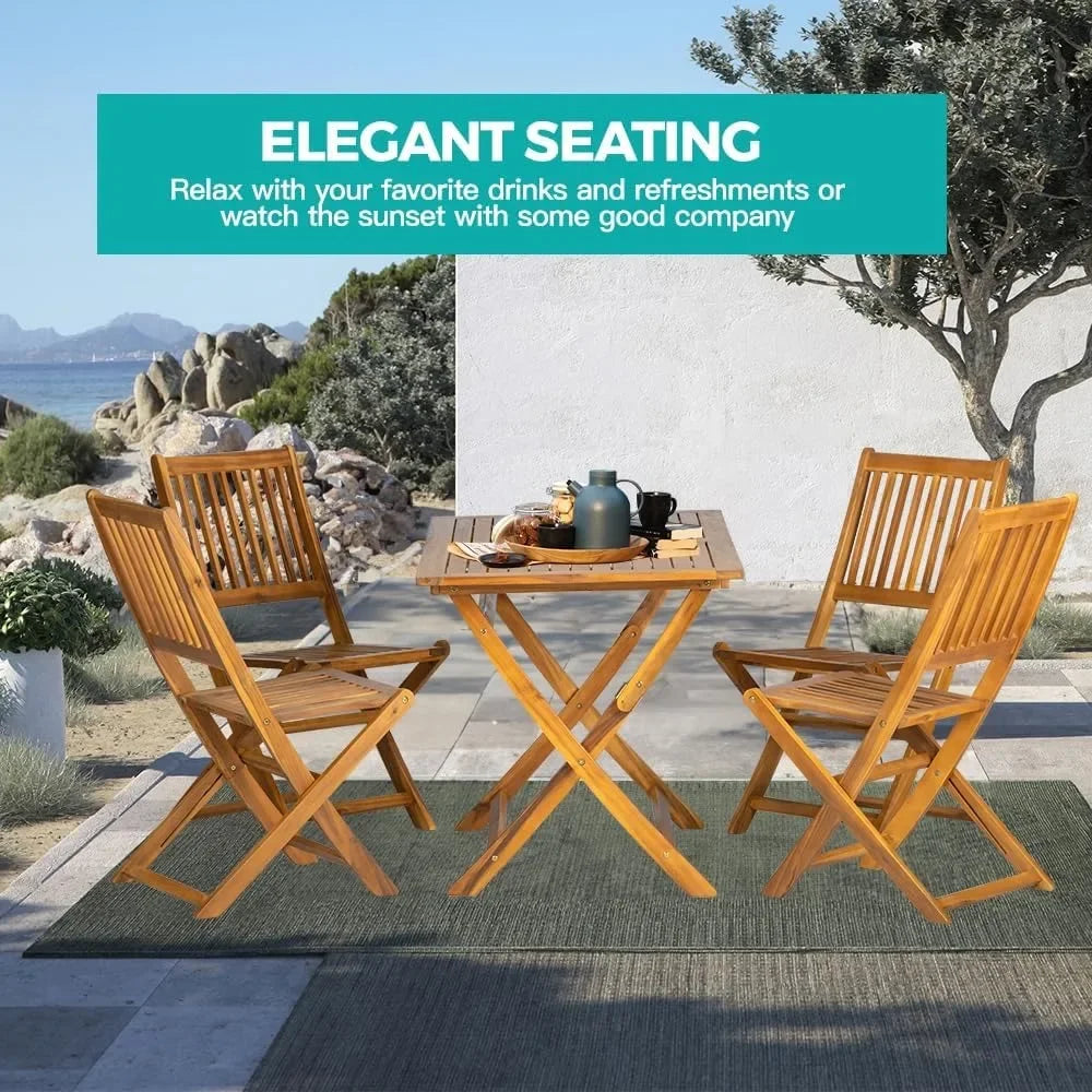 5PCS Acacia Wood Outdoor Dining Set