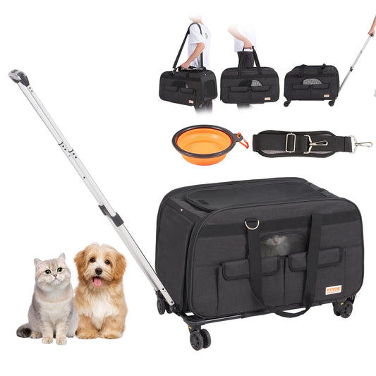 Pet Carrier Breathable Backpack with Telescopic Handle